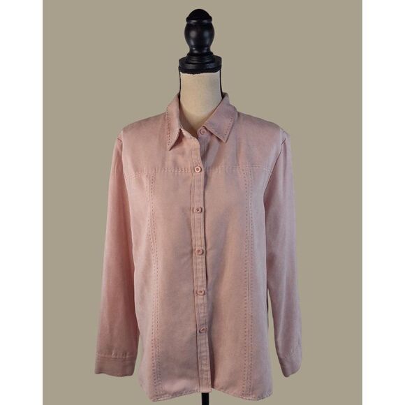 Relatively Vintage Pink Button Down Long Sleeve Shirt Size Large - Picture 1 of 10